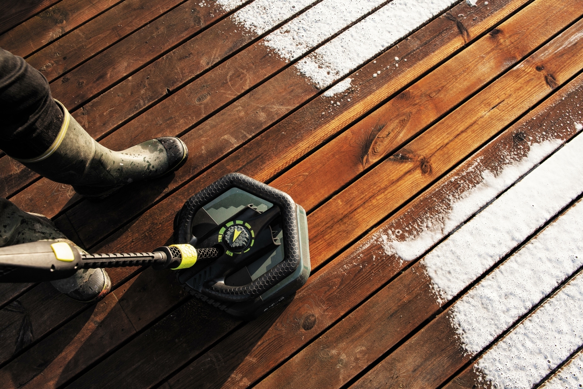 AVA Patio Cleaner on wooden decking